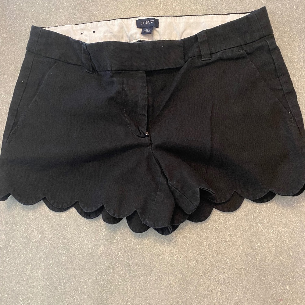 J Crew linen/cotton blend scalloped shorts size 4 - black